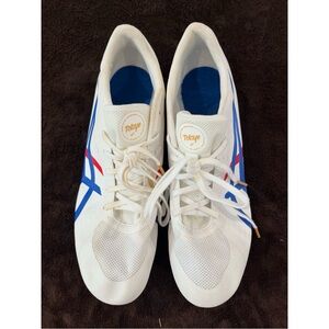 ASICS Tokyo Hyper MD 7 1093A124 Track Spikes White Blue Red Mens Size 10